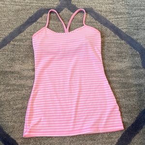 Lululemon Power Y tank - pink and white stripped